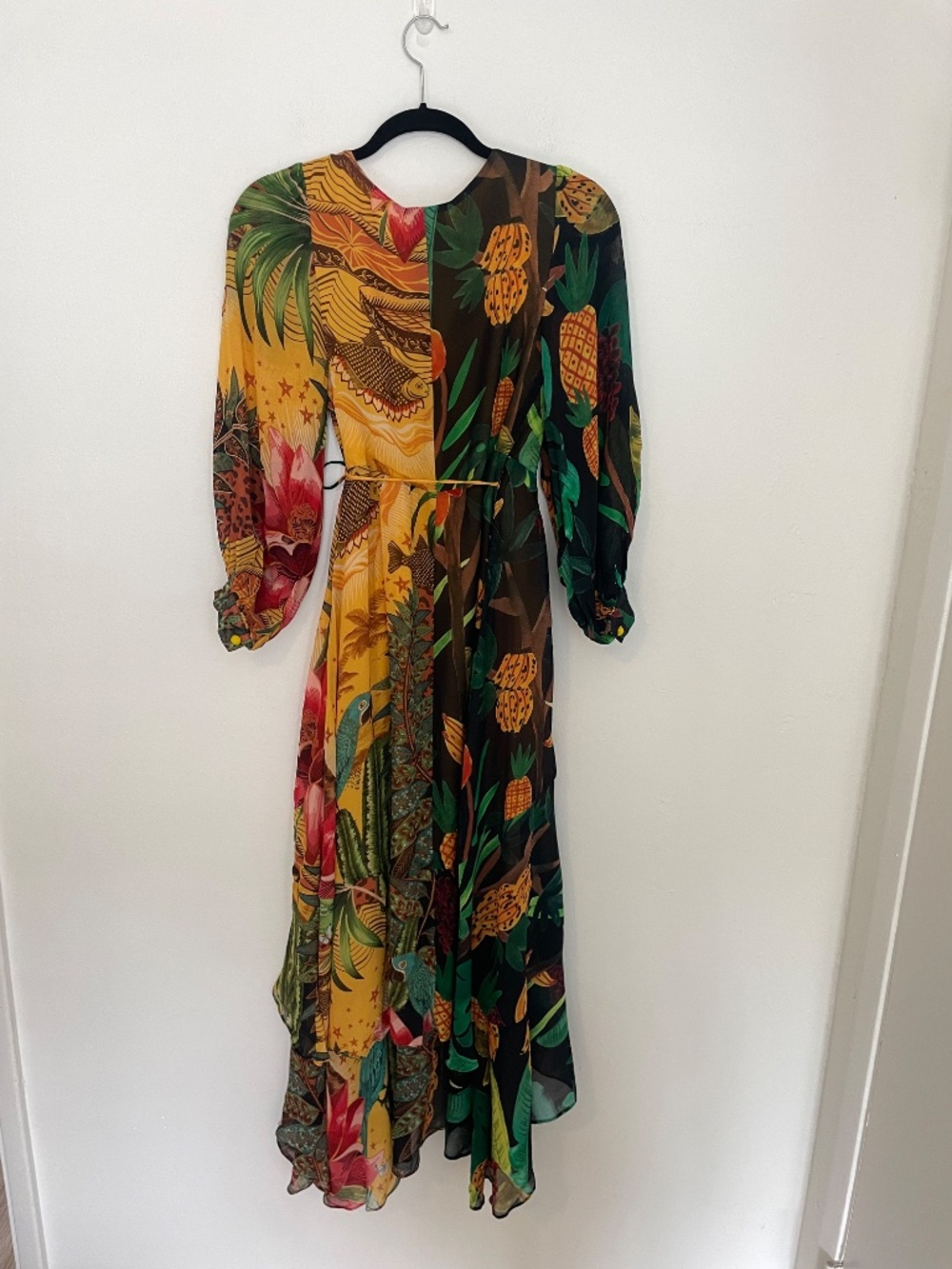 Farm Rio Floral Long Wrap Maxi Dress, Boho Wedding Guest, Size XS - Picture 5 of 11